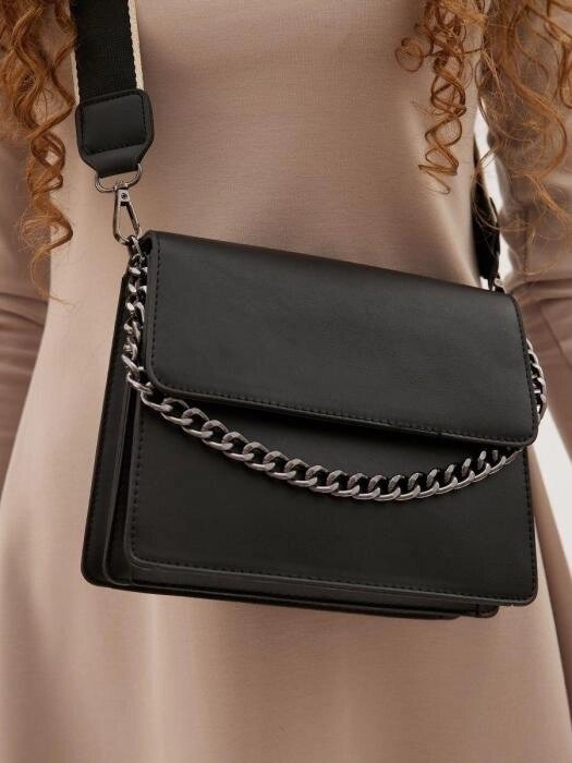 Сумка женская через плечо маленькая кожаная багет черная сумочка кросс боди Vernado от компании 2255 by - онлайн гипермаркет - фото 1