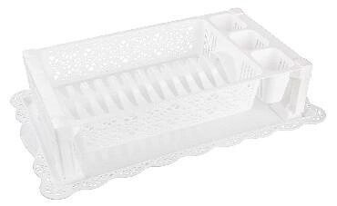 Сушилка подставка для посуды настольная АЛЬТЕРНАТИВА М6283 белая кухонная сушка пластиковая от компании 2255 by - онлайн гипермаркет - фото 1