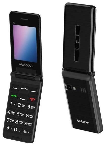 Телефон кнопочный для пожилых людей раскладушка с камерой MAXVI E9 черный мобильный раскладной от компании 2255 by - онлайн гипермаркет - фото 1
