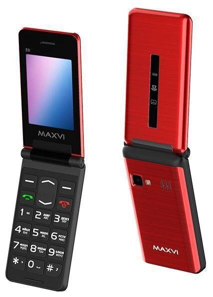 Телефон кнопочный для пожилых людей раскладушка с камерой MAXVI E9 красный мобильный раскладной от компании 2255 by - онлайн гипермаркет - фото 1