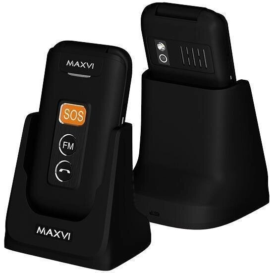 Телефон кнопочный раскладушка для пожилых людей с кнопкой сос MAXVI E5 черный от компании 2255 by - онлайн гипермаркет - фото 1
