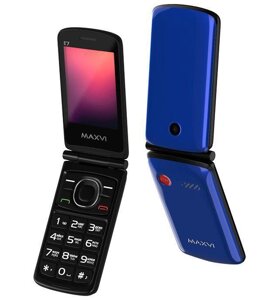 Телефон раскладушка кнопочный сотовый MAXVI E7 синий мобильный раскладной