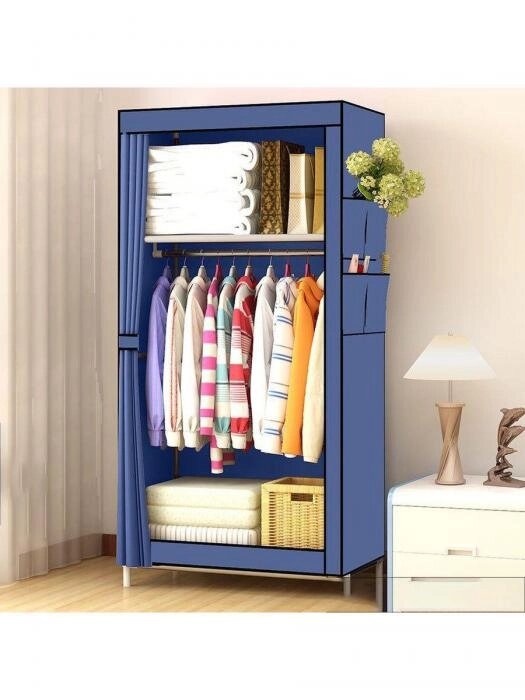 Тканевый каркасный шкаф разборный для одежды VS31 синий складной органайзер из ткани от компании 2255 by - онлайн гипермаркет - фото 1