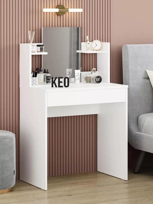 Туалетный столик с зеркалом и ящиком макияжный гримерный косметический стол в спальню для макияжа белый от компании 2255 by - онлайн гипермаркет - фото 1