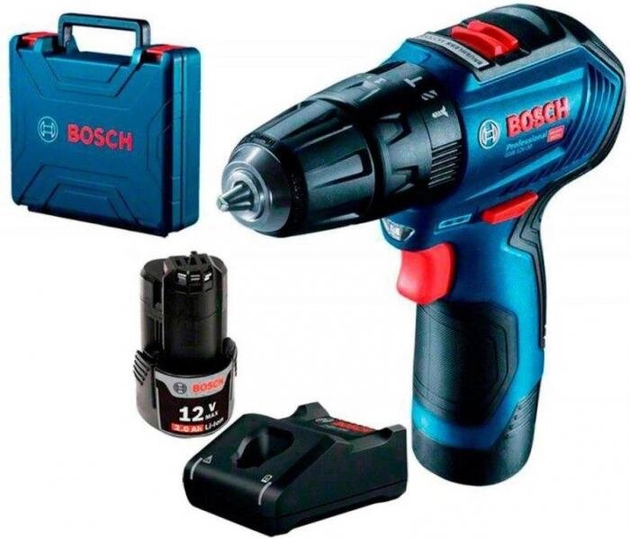 Ударная дрель-шуруповерт Bosch GSB 12V-30 Professional 06019G9100 (с 2-мя АКБ, кейс) от компании 2255 by - онлайн гипермаркет - фото 1