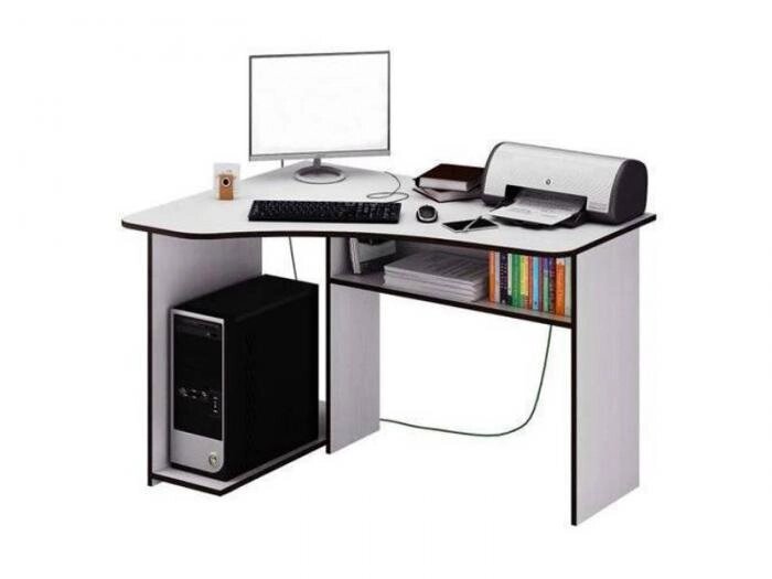 Угловой компьютерный письменный стол VS46 белый для учебы школьника студента подростка с тумбой от компании 2255 by - онлайн гипермаркет - фото 1