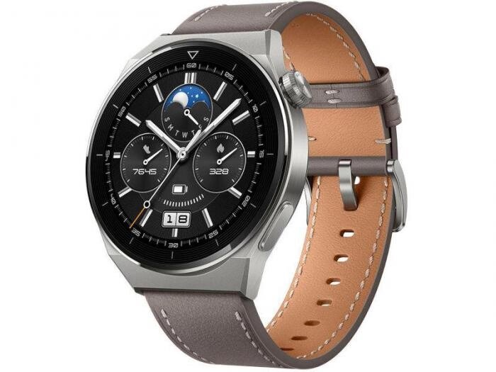 Умные часы мужские электронные Huawei Watch GT 3 Pro Odin-B19V Grey Leather Strap 55028474 от компании 2255 by - онлайн гипермаркет - фото 1