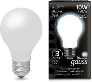 Упаковка ламп LED GAUSS E27, шар, 10Вт, 10 шт. 102202210]