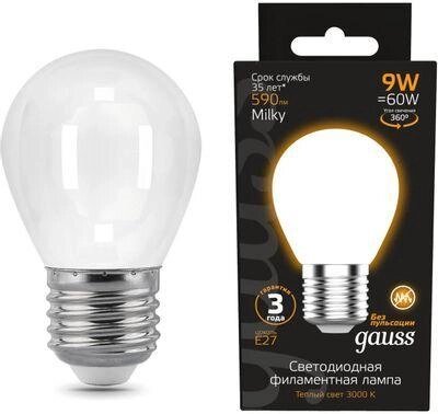 Упаковка ламп LED GAUSS E27,  шар, 9Вт, 105202109, 10 шт. от компании 2255 by - онлайн гипермаркет - фото 1