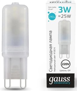 Упаковка ламп LED GAUSS G9, капсульная, 3Вт, 14923, 10 шт.