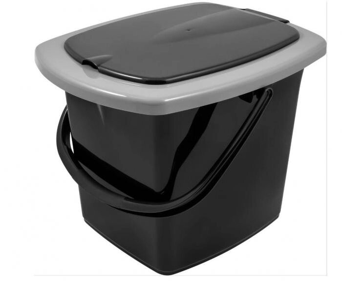 Ведро туалетное PLAST TEAM PT9079ЧЕРН-7РS 16 литров черный туалет биотуалет с крышкой и ручкой от компании 2255 by - онлайн гипермаркет - фото 1