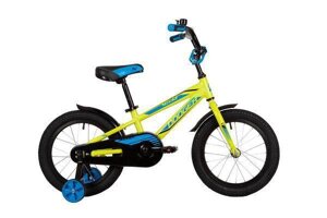 Велосипед детский 16 дюймов для мальчика 4 года двухколесный с приставными колесами NOVATRACK зелёный