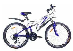 Велосипед двухподвес MTB горный скоростной PIONEER COMFORT 26 дюймов колеса и рама 17" белый двухподвесный