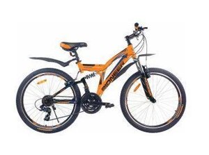 Велосипед двухподвес MTB горный скоростной PIONEER COMFORT 26 дюймов колеса и рама 17" оранжевый двухподвесный