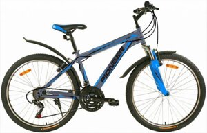 Велосипед взрослый со скоростями стальной рамой 18" PIONEER CITY 26 дюймов колеса синий спортивный горник