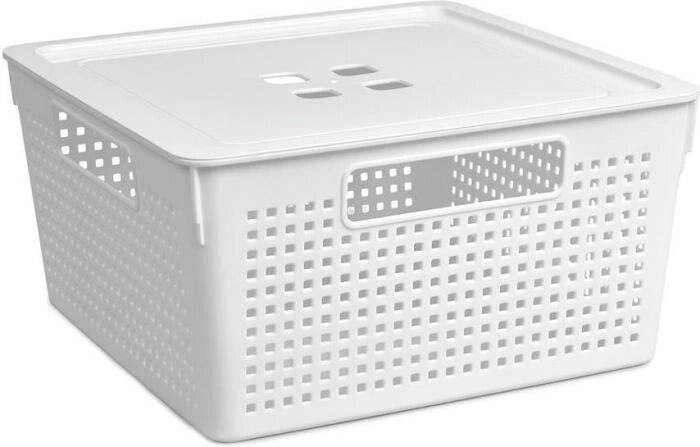 VIOLET Коробка для хранения квадратная "Лофт" с крышкой 11л 294х294х151 (белый) 6911106 от компании 2255 by - онлайн гипермаркет - фото 1
