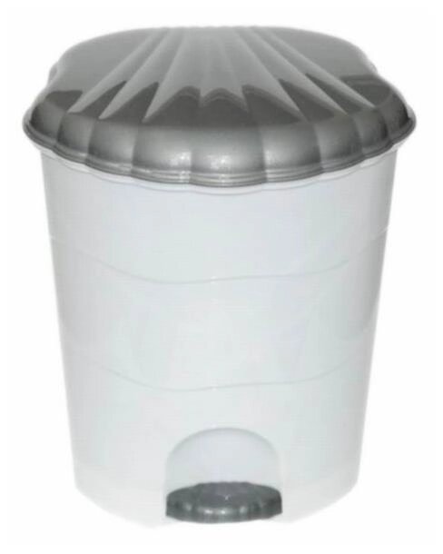 VIOLET Ведро для мусора с педалью 7л (бело-серый) 150701 от компании 2255 by - онлайн гипермаркет - фото 1