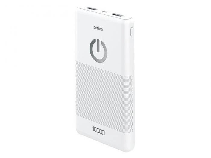 Внешний аккумулятор Perfeo Powerbank 10000mAh белый PF B4297 Пауэрбанк для зарядки телефона от компании 2255 by - онлайн гипермаркет - фото 1