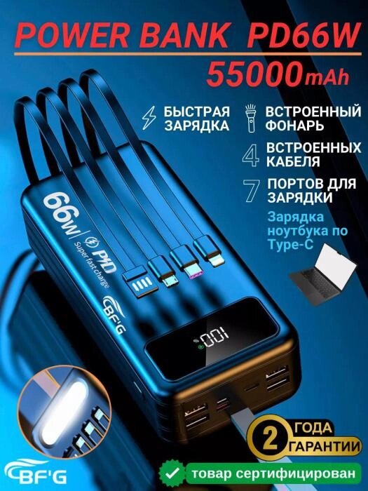 Внешний аккумулятор Power bank для Iphone телефона планшета ноутбука 55000 мАч портативная зарядка пауэрбанк от компании 2255 by - онлайн гипермаркет - фото 1