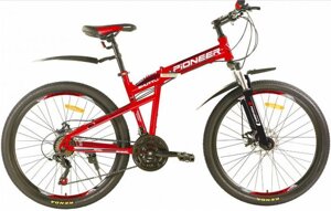 Взрослый велосипед со скоростями PIONEER SHUTTLE 26 дюймов колеса и рама 17" красный скоростной спортивный