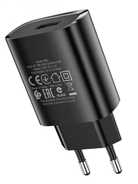 Зарядное устройство Borofone BN1 Innovative USB 2.1A Black от компании 2255 by - онлайн гипермаркет - фото 1