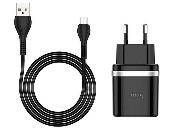 Зарядное устройство Hoco C12Q Smart 1xUSB 3A 18W QC3.0 / QC2.0 + кабель MicroUSB Black от компании 2255 by - онлайн гипермаркет - фото 1
