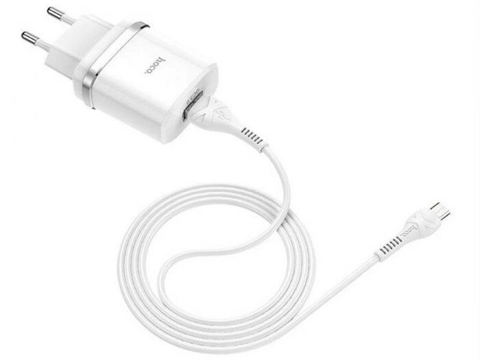 Зарядное устройство Hoco C12Q Smart 1xUSB 3A 18W QC3.0 / QC2.0 + кабель MicroUSB White от компании 2255 by - онлайн гипермаркет - фото 1