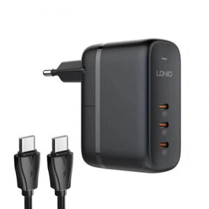 Зарядное устройство Ldnio Q367 3xUSB-C 3.3-20V 65W + кабель PD Black LD C3474
