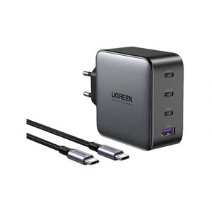 Зарядное устройство Ugreen CD226 USB-A+3xUSB-C 100W GaN Fast Charger Space Grey 90575