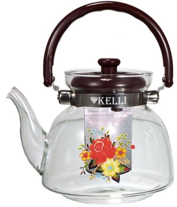 Заварочный стеклянный чайник с ситом фильтром ситечком для чая KELLI KL-3003 заварочник заварник стекло от компании 2255 by - онлайн гипермаркет - фото 1