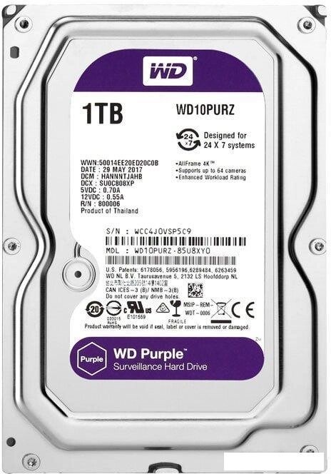 Жесткий диск WD Purple 1TB [WD10PURZ] от компании 2255 by - онлайн гипермаркет - фото 1