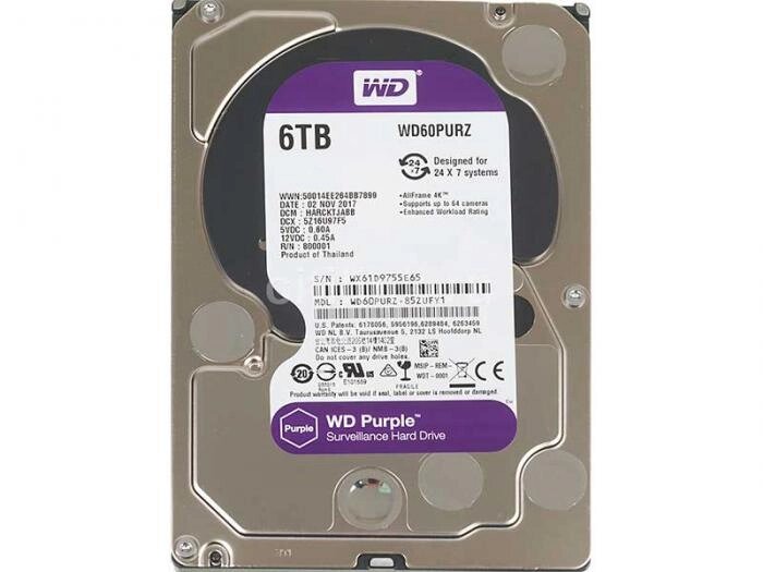 Жесткий диск Western Digital 6Tb Purple WD63PURZ от компании 2255 by - онлайн гипермаркет - фото 1
