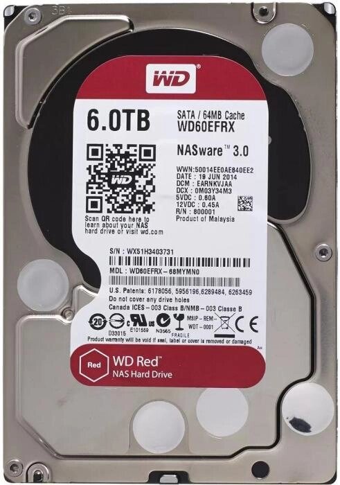 Жесткий диск Western Digital Red (WD60EFRX) 6000 Gb от компании 2255 by - онлайн гипермаркет - фото 1