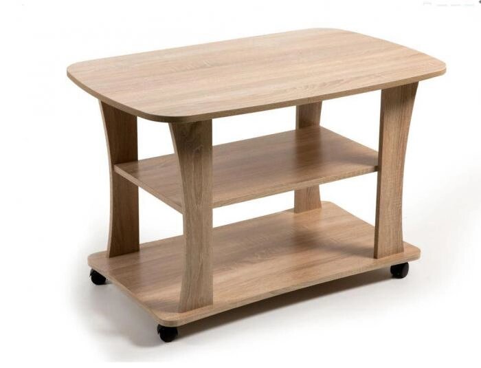 Журнальный кофейный чайный сервировочный столик БИТЕЛ СЖ-1 Дуб Сонома деревянный подкатной стол на колесиках от компании 2255 by - онлайн гипермаркет - фото 1