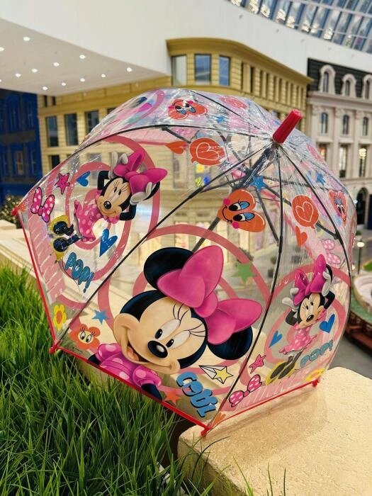 Зонт детский для девочки зонтик прозрачный трость купол микки маус от компании 2255 by - онлайн гипермаркет - фото 1