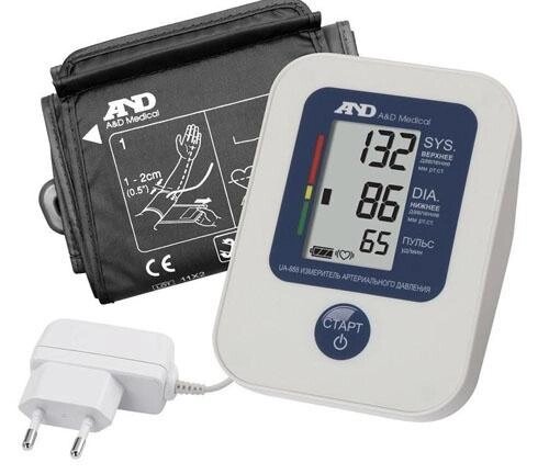 Автоматический тонометр для измерения артериального давления и частоты пульса AND UA-888 AC c адаптером от компании Скажи здоровью ДА! - фото 1