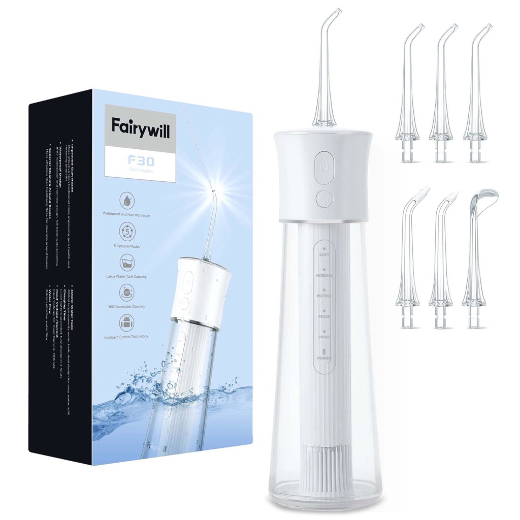 Электрический ирригатор полости рта Fairywill F30, белый от компании Скажи здоровью ДА! - фото 1