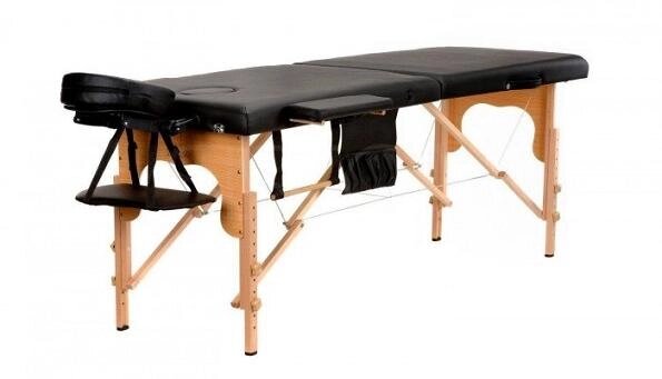 Массажный стол Atlas Sport Складной 2-с 60 см, черный / деревянный от компании Скажи здоровью ДА! - фото 1