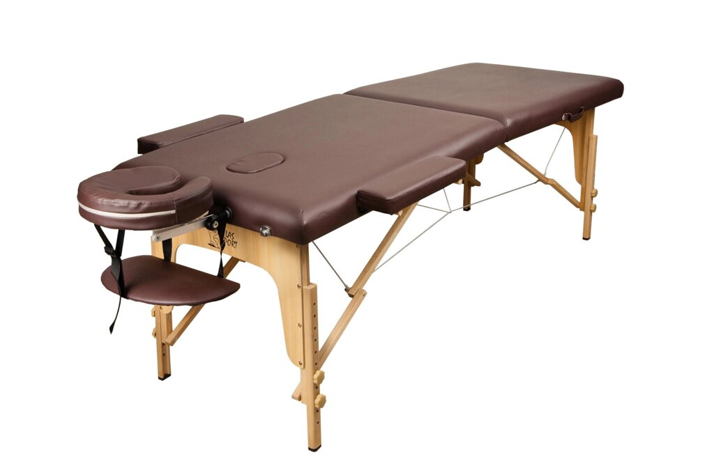 Массажный стол Atlas Sport Складной 2-с 60 см, коричневый / деревянный от компании Скажи здоровью ДА! - фото 1