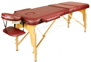 Массажный стол Atlas Sport Складной 3-с 70 см, бургунди / деревянный