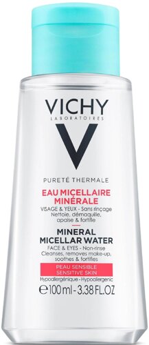 Мицеллярная вода с минералами Vichy Виши Purete Thermale для чувствительной кожи лица, глаз и губ, 100 мл