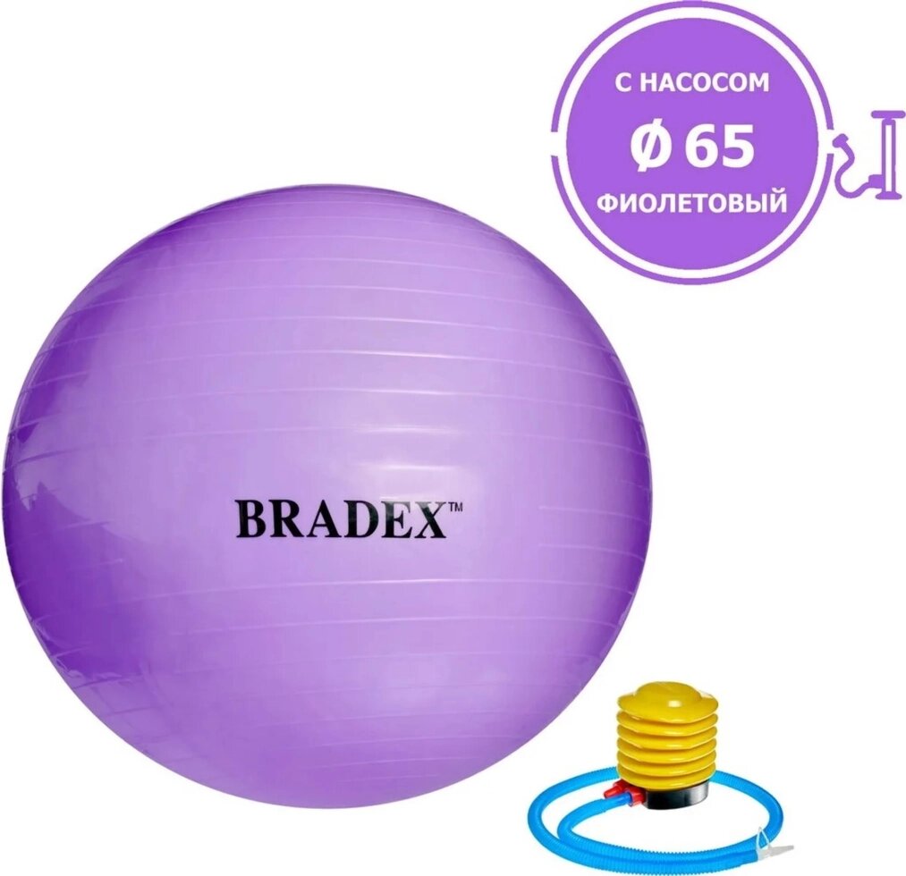 Мяч для фитнеса Bradex SF 0718 "Фитбол-65" с насосом фиолетовый, 65 см от компании Скажи здоровью ДА! - фото 1