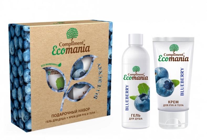 Новогодний набор Compliment Ecomania Blueberry № 1013 (Гель для душа, 250 мл + Крем для рук и тела, 200 мл) от компании Скажи здоровью ДА! - фото 1