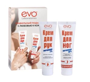 Новогодний набор Evo Правильный подарок с любовью к коже (Крем для ног с мочевиной, 100 мл + Крем для рук с мочевиной,