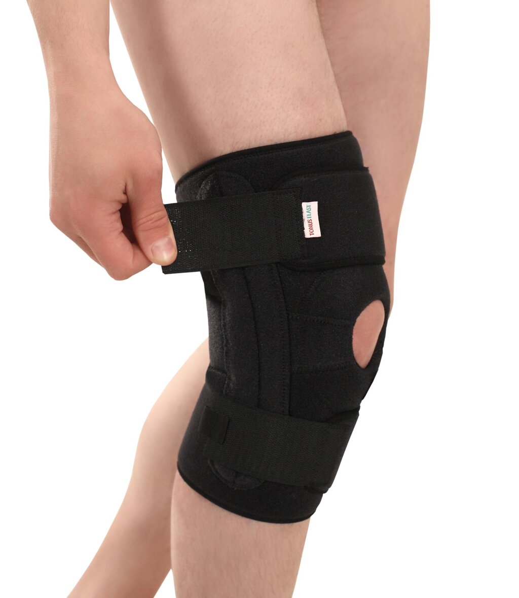 Ортез на коленный сустав Tonus Elast 9903-01 Lux с открытой чашечкой, черный от компании Скажи здоровью ДА! - фото 1