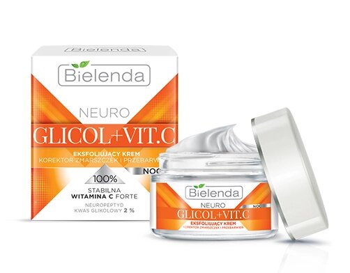 Отшелушивающий ночной крем Bielenda Neuro Glicol+Vit. C от морщин, 50 мл от компании Скажи здоровью ДА! - фото 1