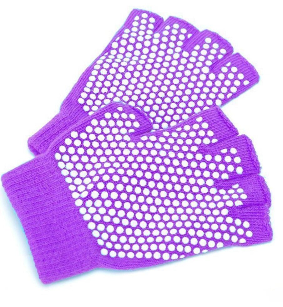 Перчатки Bradex SF 0208 противоскользящие для занятий йогой, фиолетовые от компании Скажи здоровью ДА! - фото 1