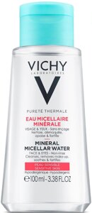 Мицеллярная вода с минералами Vichy Виши Purete Thermale для чувствительной кожи лица, глаз и губ, 100 мл