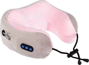 Дорожная подушка-подголовник для шеи Bradex KZ 0559 с завязками серо-розовая
