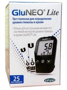 Тест-полоски для измерения уровня глюкозы в крови GluNEO Глюнео Lite № 25